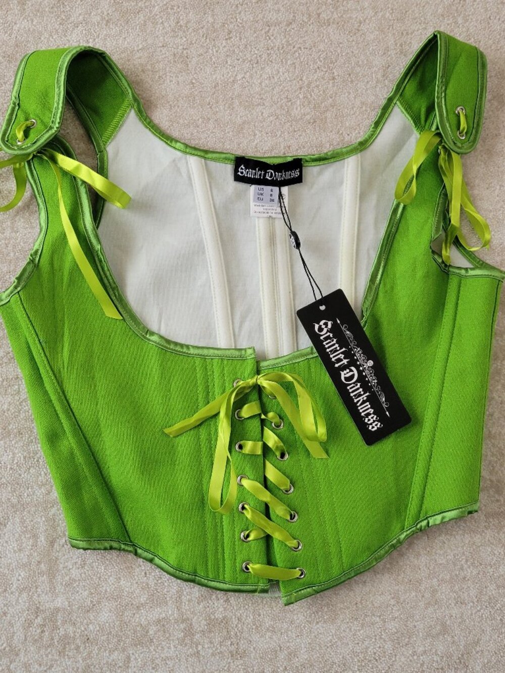 Scarlett Darkness Renaissance Underbust Corset Top Small Lace Up Emerald Green